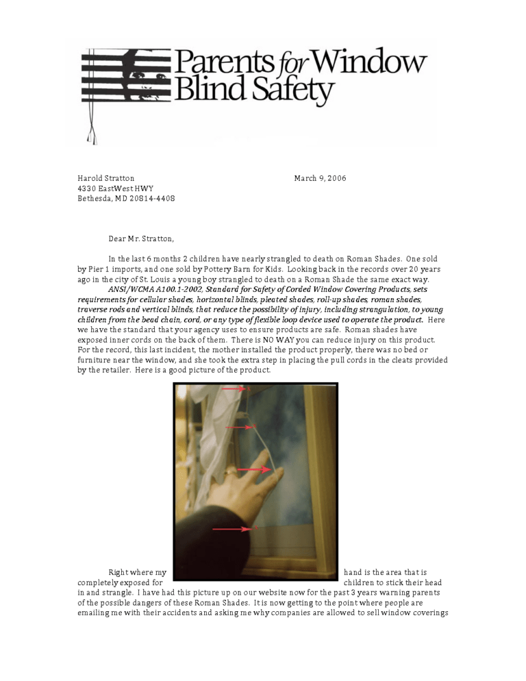Letter Alerting CPSC of non-compliant products passing ANSI safety standard