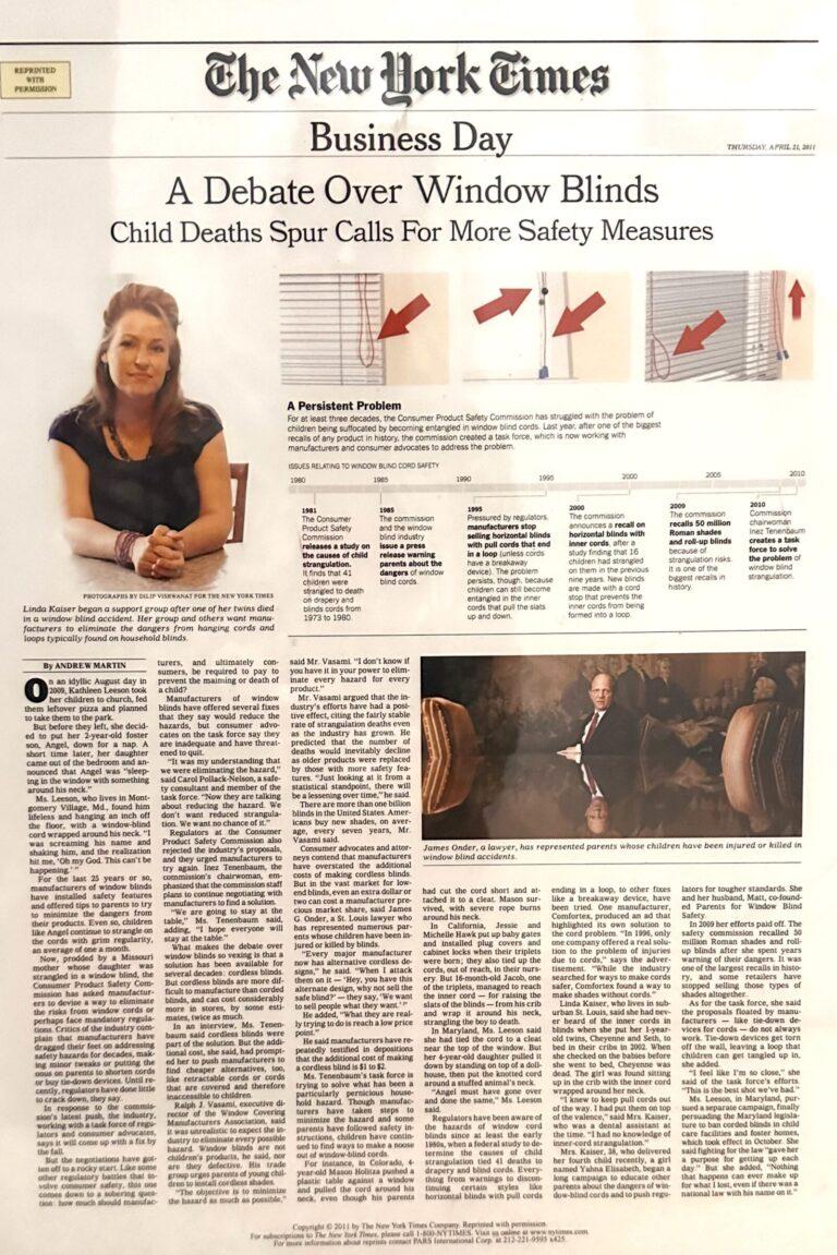 New York Times- A Debate over Window Blinds