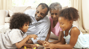 Grandparents playing with grandchildren